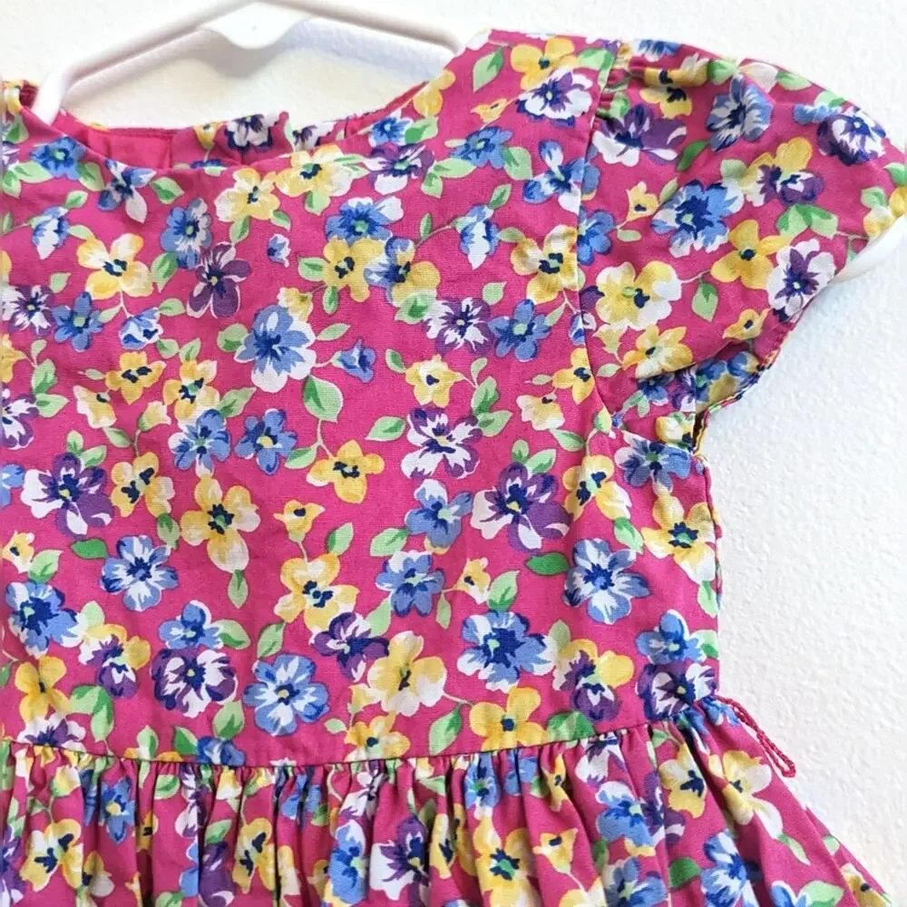 Ralph Lauren Dress Baby Girls Sz 6m Pink Pansy Preppy Floral